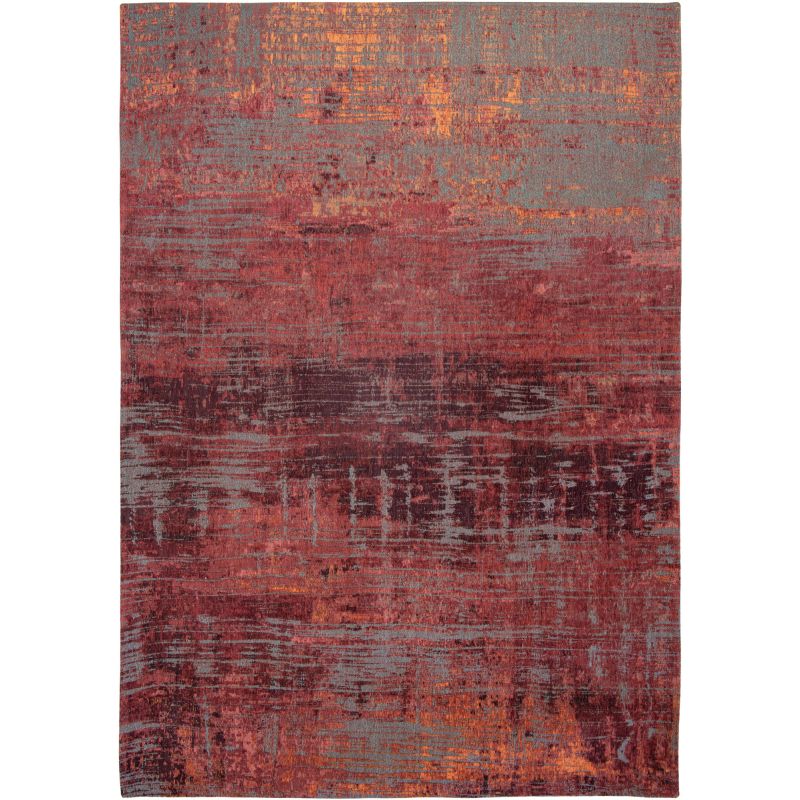 Tapis de salon tissé plat en polyester Streaks Rouge - Louis de Poortere