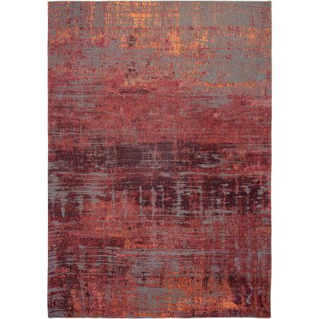 Tapis de salon tissé plat Streaks Rouge en coton et polyester