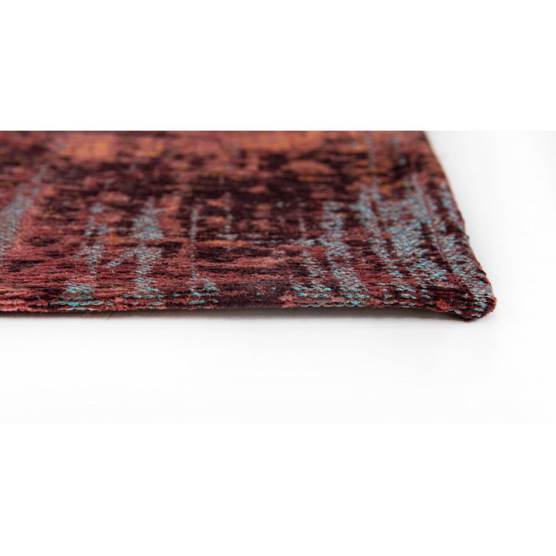 Tapis de salon tissé plat Streaks Rouge en coton et polyester