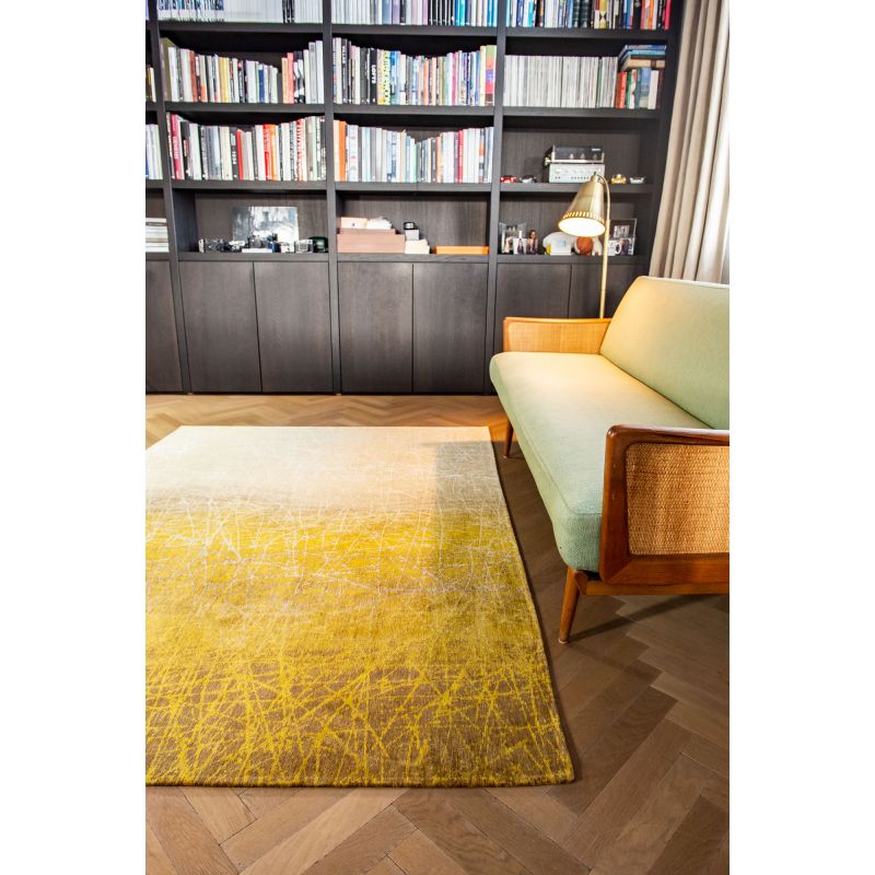 Tapis rectangulaire jaune et blanc 