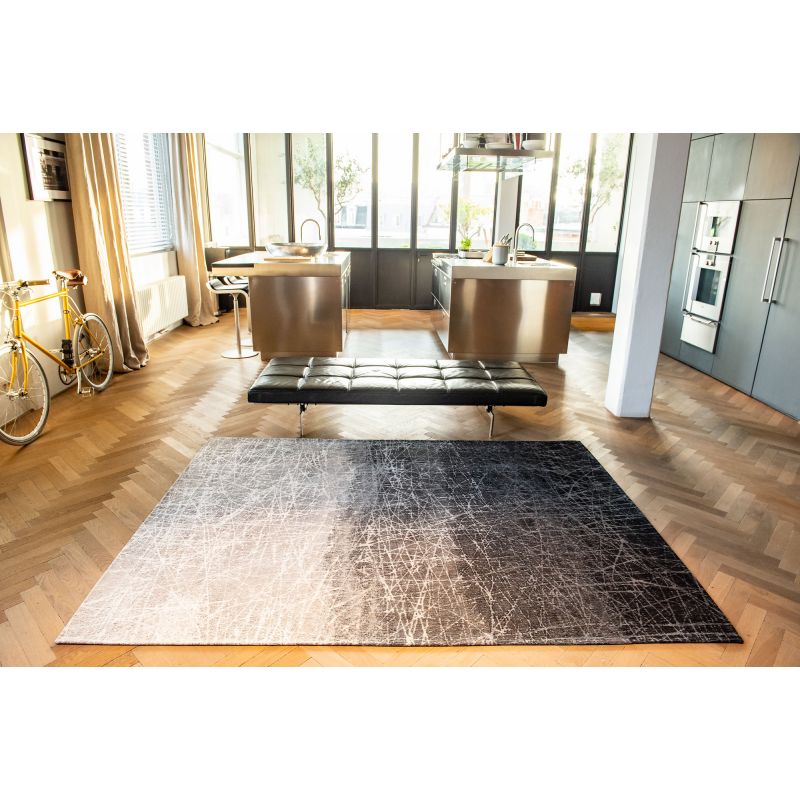 Tapis rectangulaire gris et blanc 