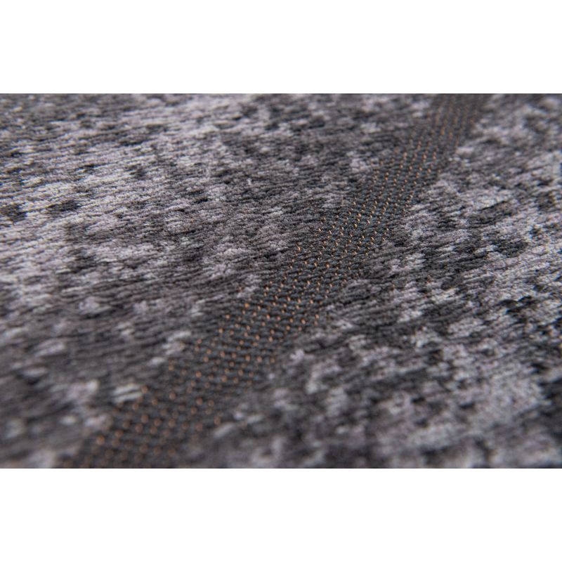 Tapis rectangulaire gris foncé en coton et polyester