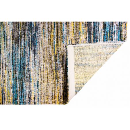 Tapis en coton multicolore à dominante jaune et bleue Tapis en coton multicolore à dominante jaune et bleue