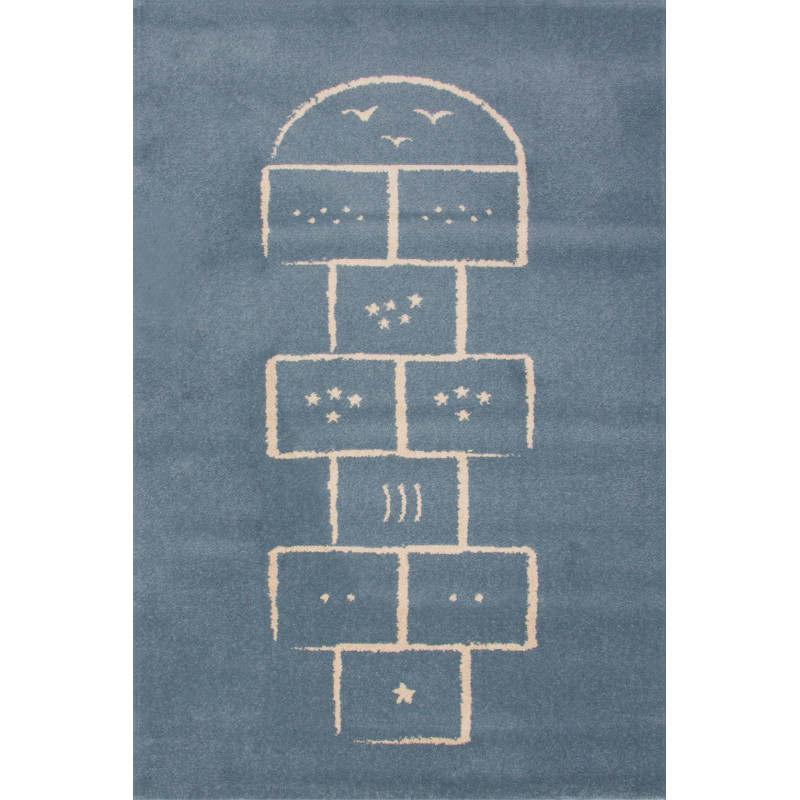 Tapis chambre Enfant Marelle Bleu