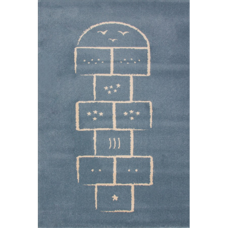 Tapis chambre Enfant Marelle Bleu