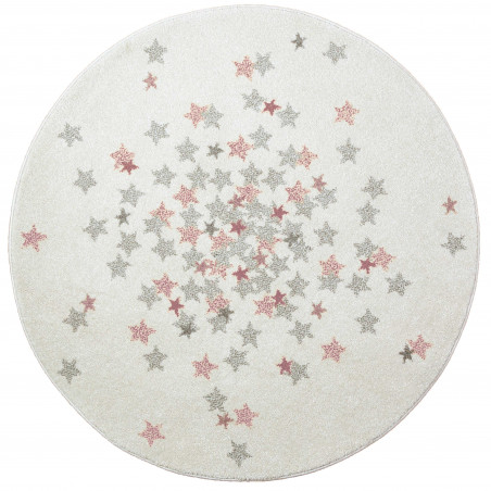 Tapis chambre Enfant Rond Nova Rose et gris - Tapis Chic