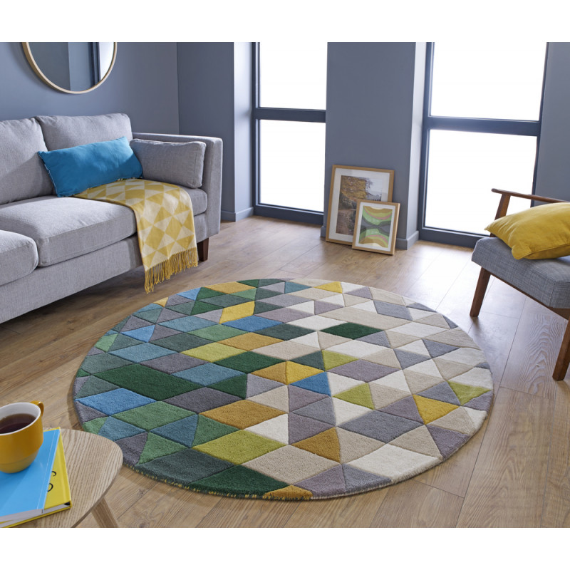 Tapis coloré Rond en pure Laine Multicolore Prism