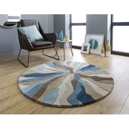 Tapis de salon polyester Design Infinite Bleu canard Rond Tapis de salon polyester Design Infinite Bleu canard Rond