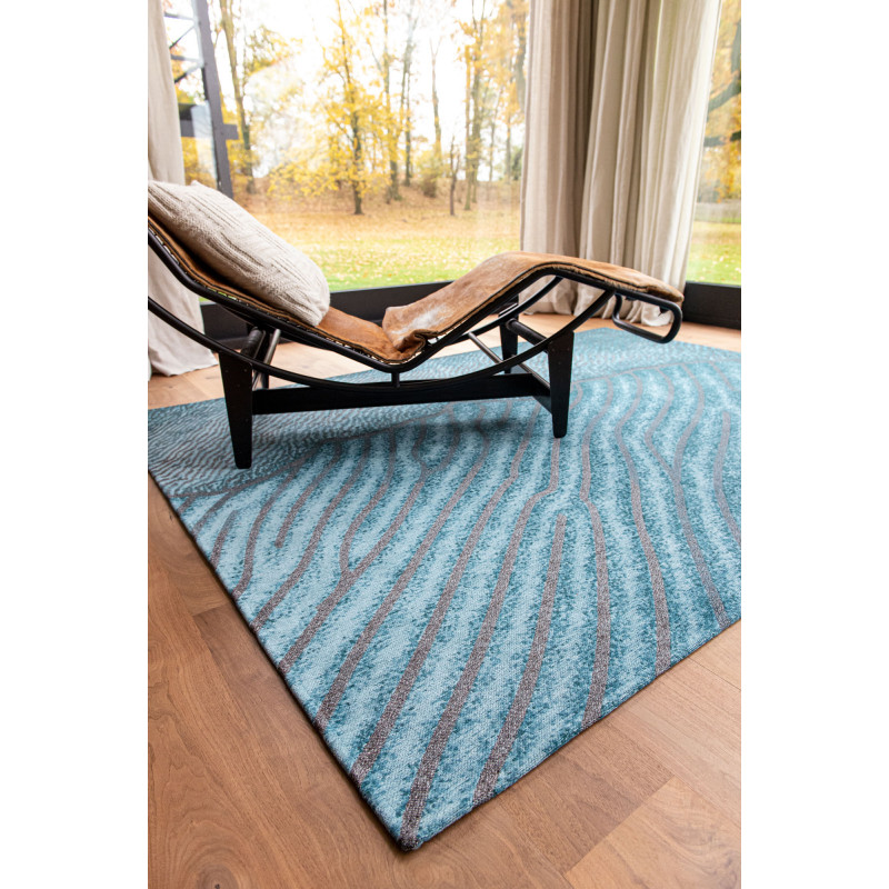 Tapis de salon Shores Blue Nile en coton et polyester
