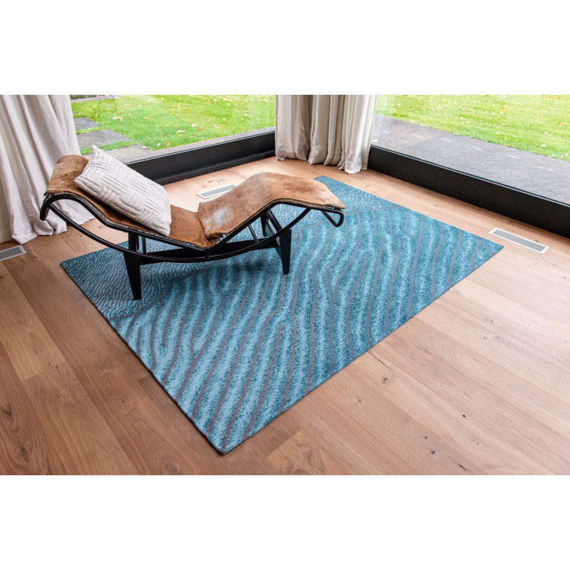 Tapis de salon Shores Blue Nile en coton et polyester