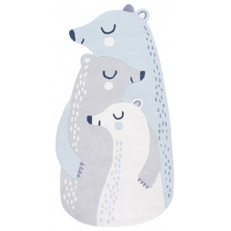 Tapis d'enfant en coton Famille Ours Bleu Tapis d'enfant en coton Famille Ours Bleu