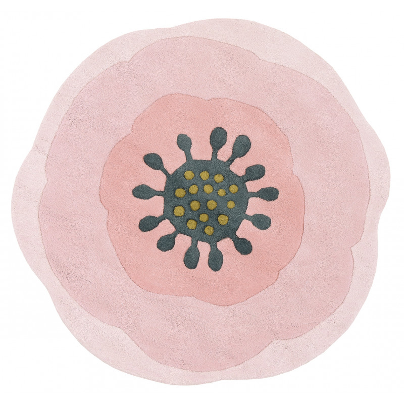 Tapis d'enfant en coton rond Anémone rose