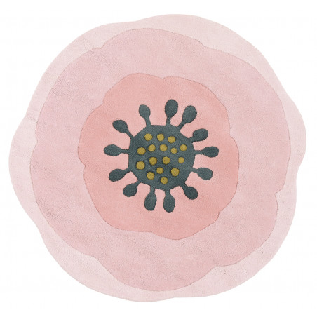 Tapis d'enfant en coton rond Anémone rose Tapis d'enfant en coton rond Anémone rose
