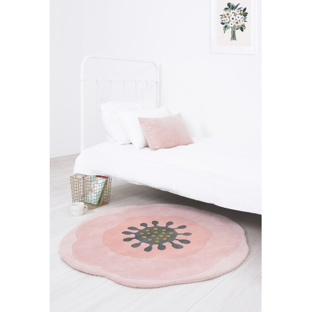 Tapis d'enfant en coton rond Anémone rose Tapis d'enfant en coton rond Anémone rose