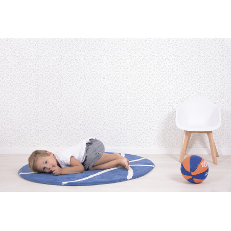 Tapis d'enfant en coton rond Basket Ball bleu Tapis d'enfant en coton rond Basket Ball bleu