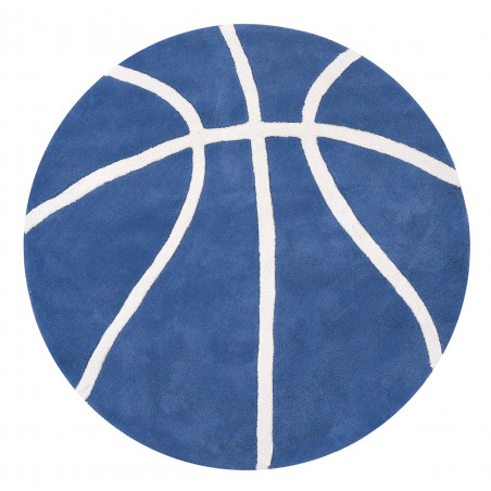 Tapis d'enfant en coton rond Basket Ball bleu Tapis d'enfant en coton rond Basket Ball bleu