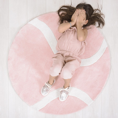 Tapis d'enfant en coton rond Balle de Tennis Rose Tapis d'enfant en coton rond Balle de Tennis Rose