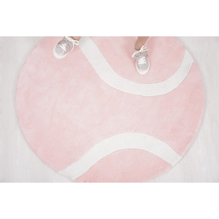 Tapis d'enfant en coton rond Balle de Tennis Rose Tapis d'enfant en coton rond Balle de Tennis Rose