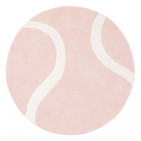 Tapis d'enfant en coton rond Balle de Tennis Rose