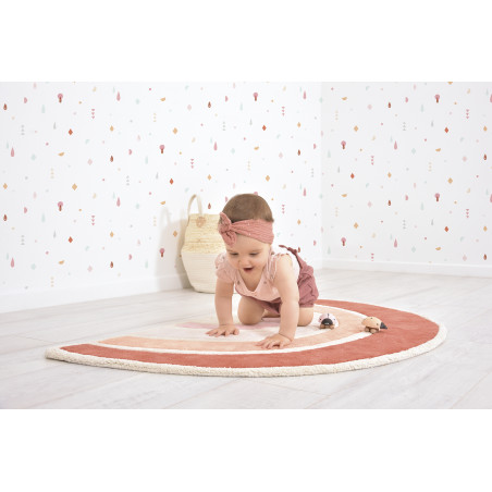 Tapis d'enfant en coton rond Arc-en-ciel orange Tapis d'enfant en coton rond Arc-en-ciel orange