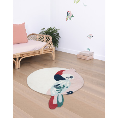 Tapis d'enfant en coton Perroquet Rose Tapis d'enfant en coton Perroquet Rose