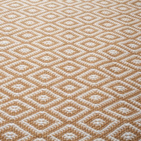 Tapis de salon de jardin en coton ocre et blanc Tapis de salon de jardin en coton ocre et blanc