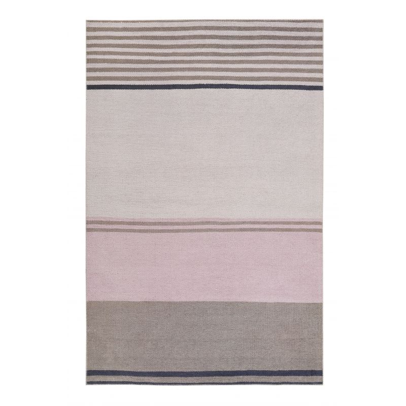 Tapis de bureau tissé en coton recyclé Camps Bay taupe et rose
