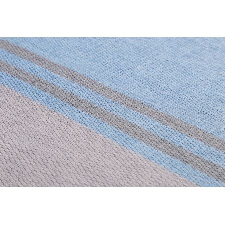 Tapis de bureau tissé en coton recyclé Camps Bay taupe et bleu Tapis de bureau tissé en coton recyclé Camps Bay taupe et bleu