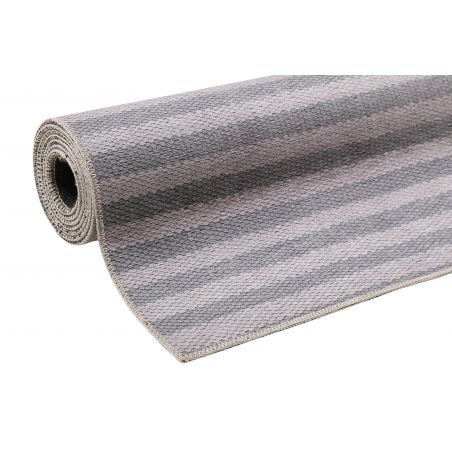 Tapis de bureau tissé en coton recyclé Camps Bay taupe et bleu Tapis de bureau tissé en coton recyclé Camps Bay taupe et bleu