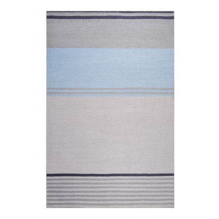Tapis de bureau tissé en coton recyclé Camps Bay taupe et bleu Tapis de bureau tissé en coton recyclé Camps Bay taupe et bleu