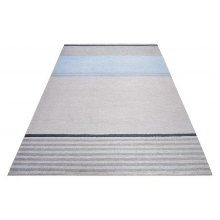 Tapis de bureau tissé en coton recyclé Camps Bay taupe et bleu Tapis de bureau tissé en coton recyclé Camps Bay taupe et bleu
