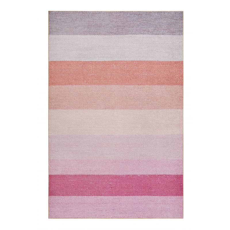Tapis de bureau tissé en coton recyclé Clifton Rose, beige et pêche