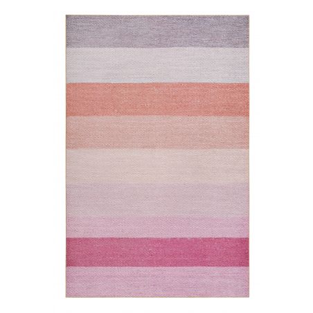 Tapis de bureau tissé en coton recyclé Clifton Rose, beige et pêche Tapis de bureau tissé en coton recyclé Clifton Rose, beige et pêche