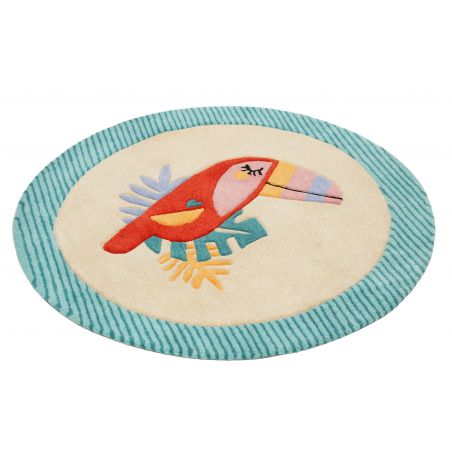 Tapis d'enfant en polyester E-Toucan rond bleu Tapis d'enfant en polyester E-Toucan rond bleu