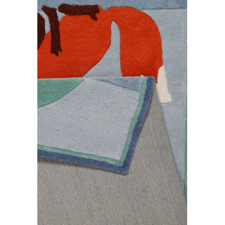 Tapis d'enfant en polyester Renards en forêt bleu Tapis d'enfant en polyester Renards en forêt bleu