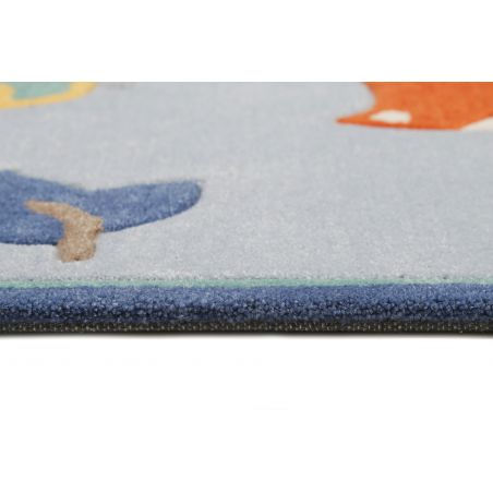 Tapis d'enfant en polyester Renards en forêt bleu Tapis d'enfant en polyester Renards en forêt bleu
