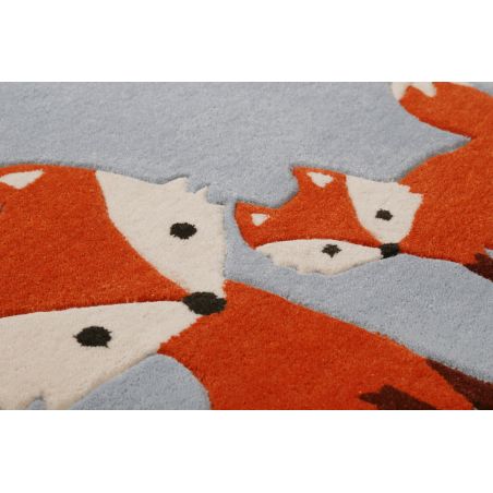 Tapis d'enfant en polyester Renards en forêt bleu Tapis d'enfant en polyester Renards en forêt bleu