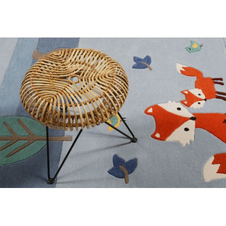 Tapis d'enfant en polyester Renards en forêt bleu Tapis d'enfant en polyester Renards en forêt bleu