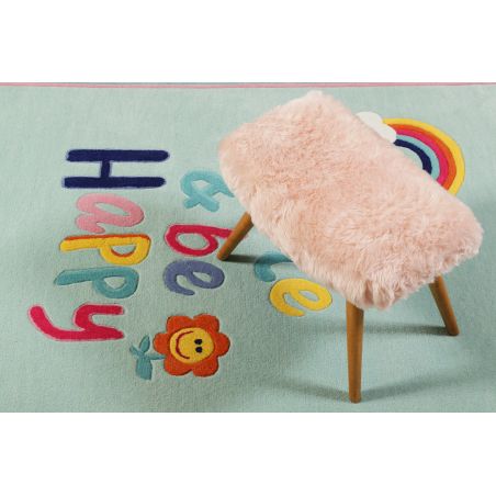 Tapis de chambre tufté main en polyester Happy Me Bleu pastel Tapis de chambre tufté main en polyester Happy Me Bleu pastel