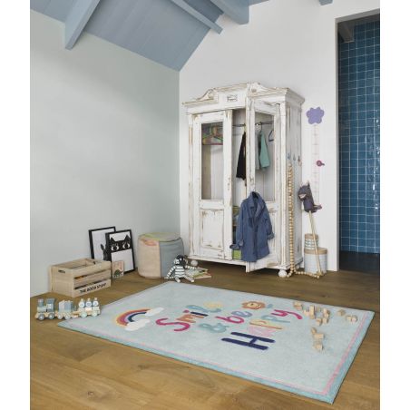 Tapis de chambre tufté main en polyester Happy Me Bleu pastel Tapis de chambre tufté main en polyester Happy Me Bleu pastel