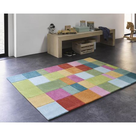 Tapis de chambre tufté main en polyester Flip Da Hip multicolore Tapis de chambre tufté main en polyester Flip Da Hip multicolore