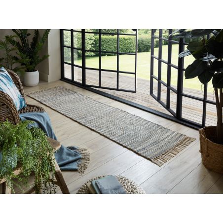 Tapis Indoor/outdoor en jute et coton Asella Kobo bleu Tapis Indoor/outdoor en jute et coton Asella Kobo bleu