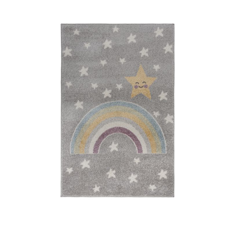 Tapis enfant en polypropylène Rainbow Night Gris