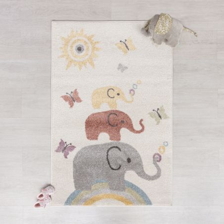 Tapis enfant en polypropylène Elephants multicolore Tapis enfant en polypropylène Elephants multicolore