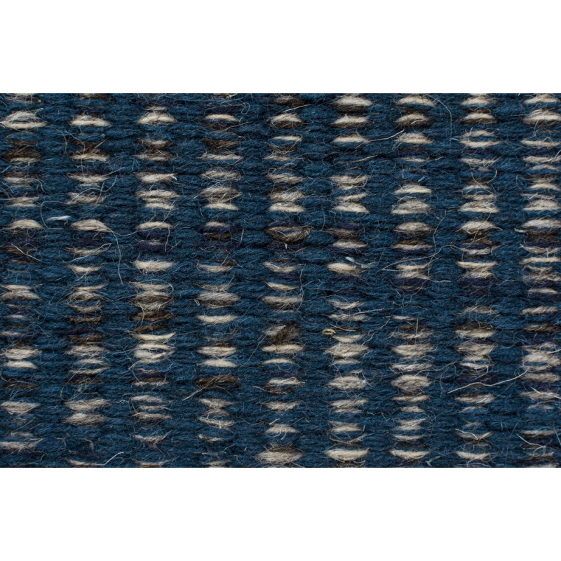 Tapis de couloir en laine bleu et ivoire