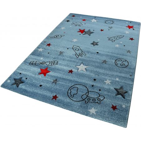 Tapis pour enfant en polypropylène Yoda bleu Tapis pour enfant en polypropylène Yoda bleu