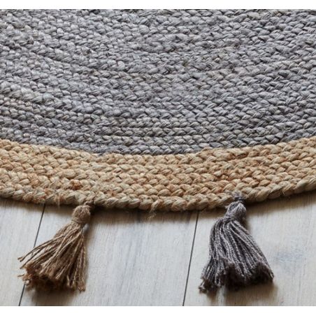 Tapis d'entrée en jute Lunara Rond Gris Tapis d'entrée en jute Lunara Rond Gris