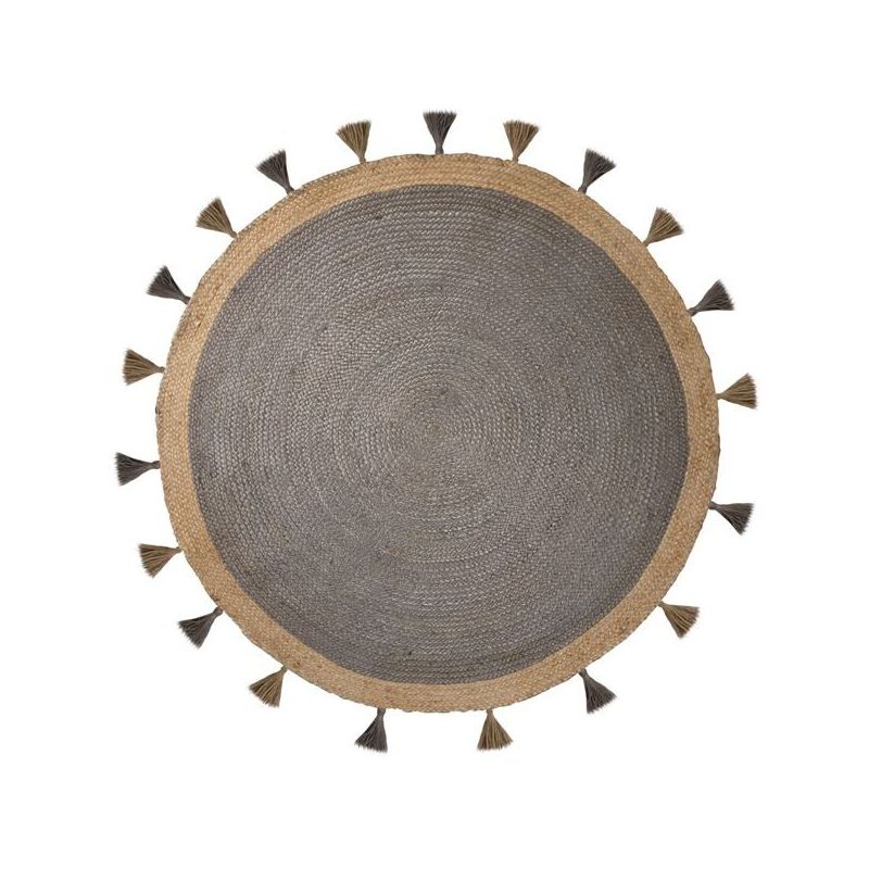 Tapis d'entrée en jute rond gris Lunara - FLAIR RUGS