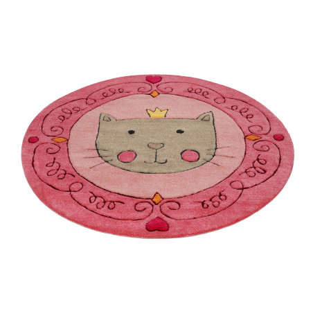 Tapis rond enfant tête de chat rose Tapis rond enfant tête de chat rose