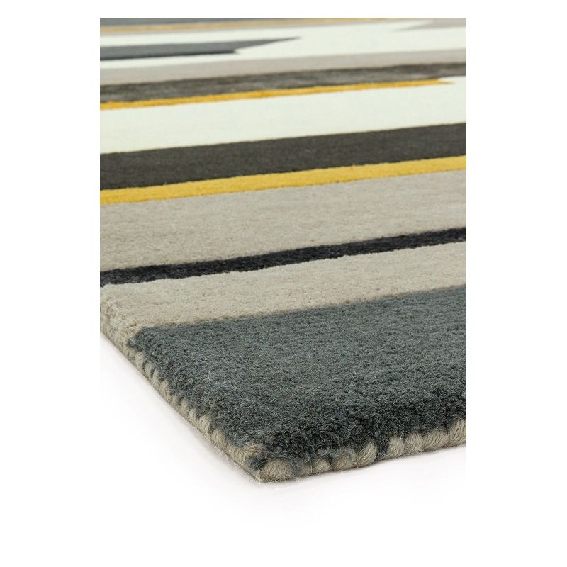 Tapis contemporain de salon en laine gris blanc et or Vendôme 